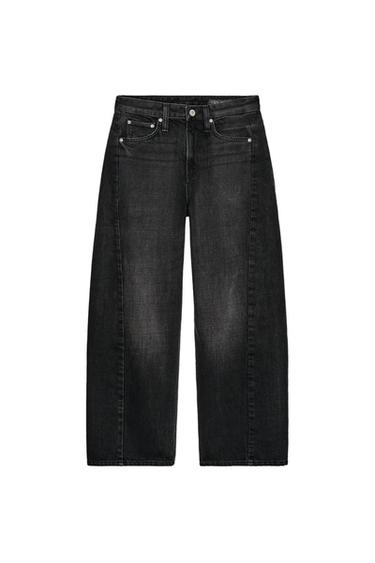 ZW COLLECTION ANKLE RELAXED FIT MID-WAIST JEANS - Black by Zara