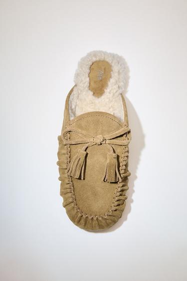 SPLIT SUEDE MULE LOAFERS - Beige by Zara