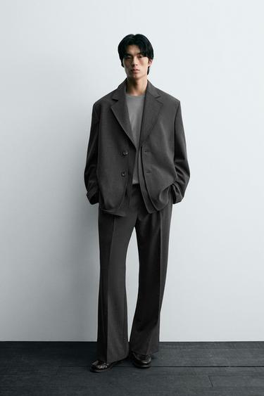 DETACHABLE LAPEL SUIT BLAZER - Grey marl by Zara