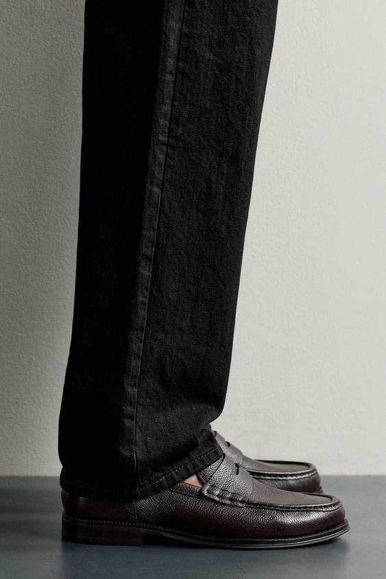 LEATHER PENNY LOAFERS - Brown by Zara - Image 0
