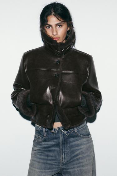 DOUBLE-FACED FAUX FUR JACKET - Brown by Zara