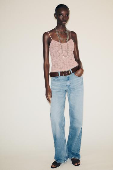 LACE STRAPPY TOP - Light pink by Zara