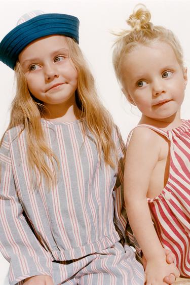 ZARA TIMELESS - STRIPED LONG DUNGAREES - Red by Zara
