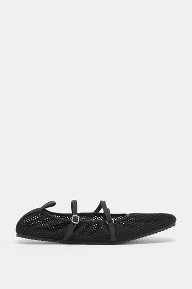 CUT-OUT STRAPPY BALLET FLATS - Black by Zara