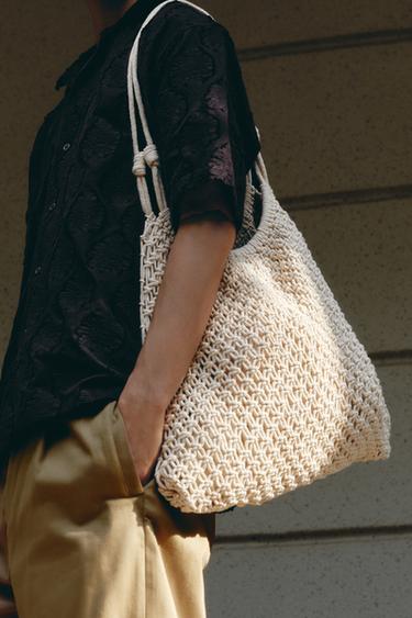 MACRAMÉ SHOPPER BAG - Ecru White by Zara