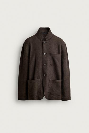 WOOL BLEND RELAXED FIT BLAZER - Dark brown by Zara