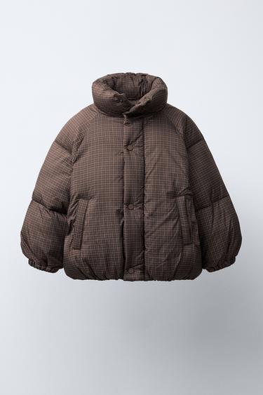 CHECK PUFFER JACKET - Brown by Zara