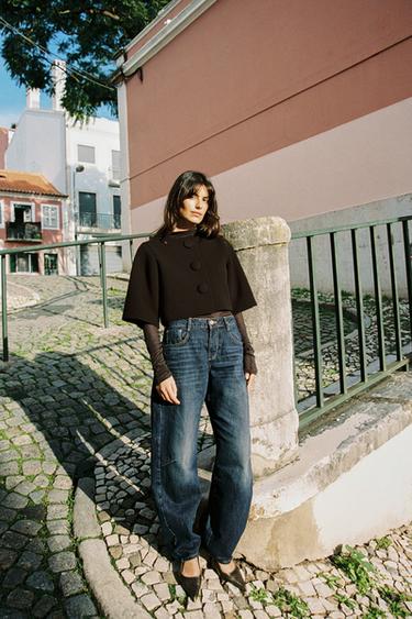 SHORT KNIT CARDIGAN - Dark brown by Zara