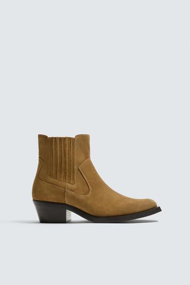 LEATHER COWBOY BOOTS LIMITED EDITION - Beige by Zara