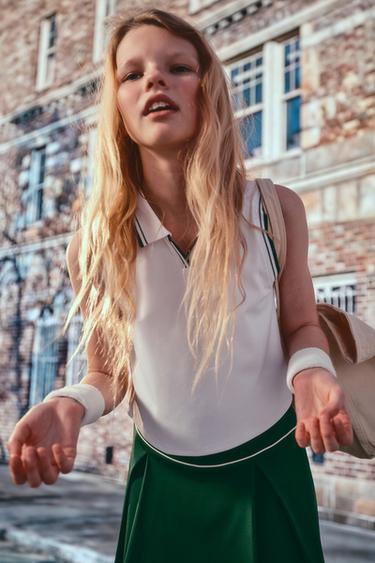 CONTRAST PIPING TEXT POLO SHIRT - White by Zara