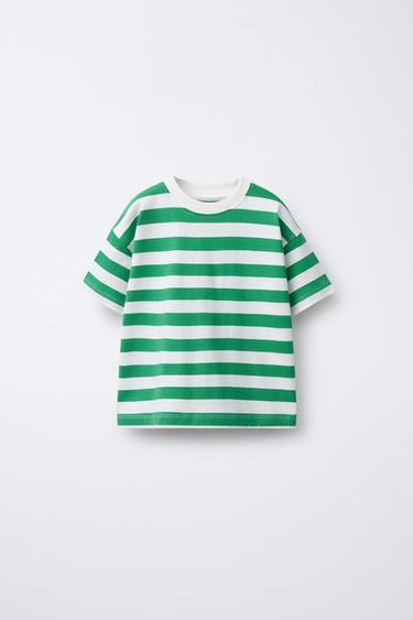 STRIPE PRINT T-SHIRT - Green by Zara