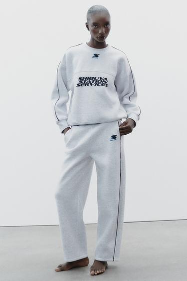 TEXT TROUSERS WITH TRIM - Grey marl by Zara - Image 0