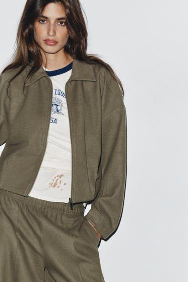 SOFT ZIP-UP BOMBER JACKET - Khaki by Zara