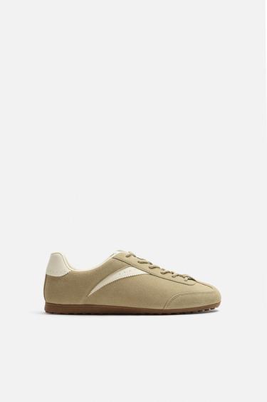 LEATHER TRAINERS - Sand Brown by Zara