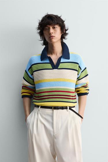 LIMITED EDITION STRIPED JACQUARD KNIT POLO SHIRT - Multicoloured by Zara