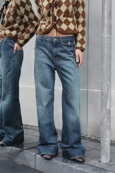 ZW COLLECTION FLARE HIGH-WAIST JEANS - Blue by Zara