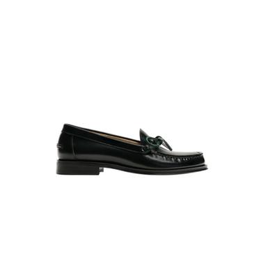 LEATHER BOW LOAFERS - Bottle Green by Zara