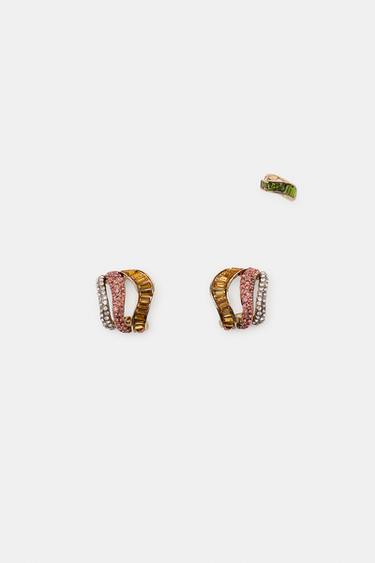 PACK OF 3 RHINESTONE EAR CUFFS - Golden by Zara