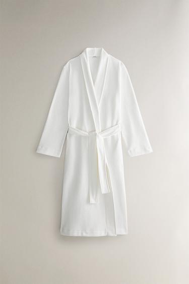 PLAIN FLEECE DRESSING GOWN - Ecru by Zara
