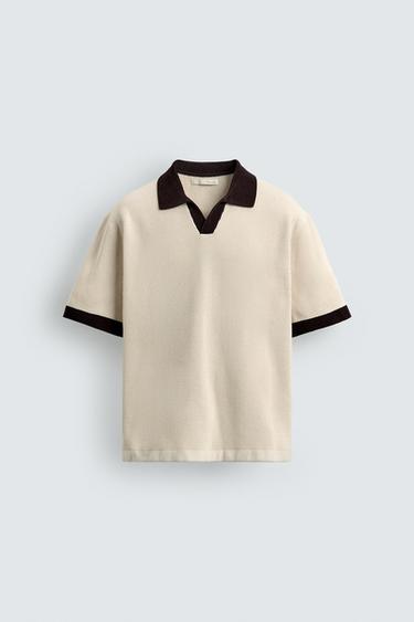 TEXTURED KNIT POLO SHIRT - Beige by Zara