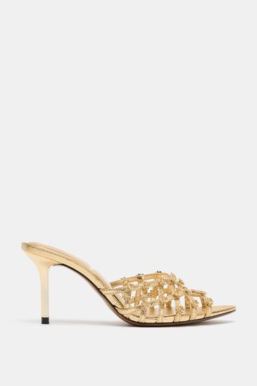 SHINY HEELED SANDALS - Gold by Zara