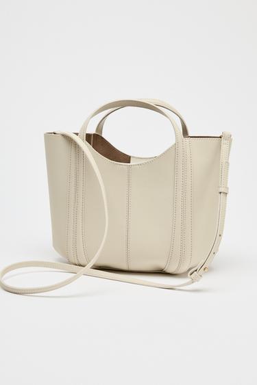 MINI CITY BAG WITH TOPSTITCHING - Ecru by Zara