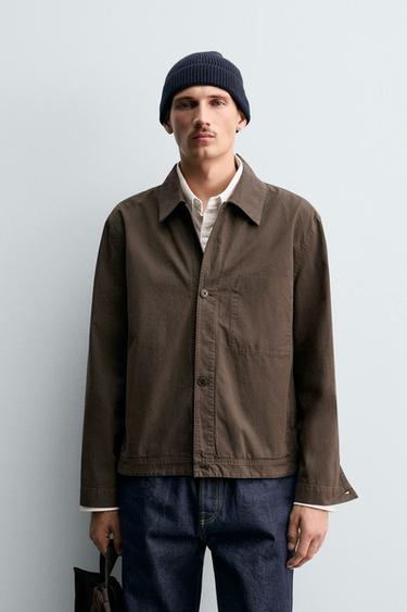 WASHED REGULAR FIT OVERSHIRT - Brown by Zara