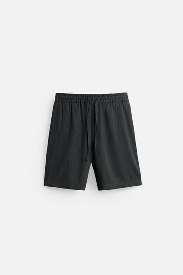 GEOMETRIC JACQUARD BERMUDA SHORTS - Anthracite grey by Zara