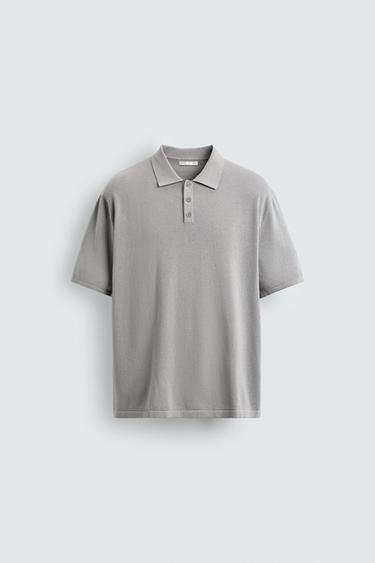 WASHED KNIT POLO SHIRT - Grey by Zara