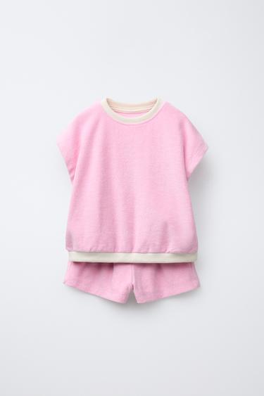 TOWELLING T-SHIRT AND BERMUDA SHORTS SET - Pink by Zara