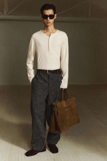 TEXTURED BUTTON-UP COLLAR T-SHIRT - Oyster-white by Zara