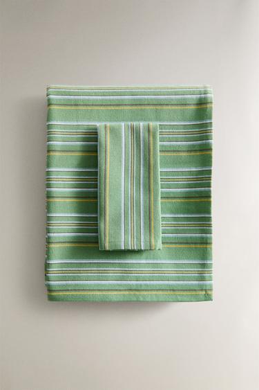 MULTICOLOURED STRIPED TABLECLOTH - Green by Zara