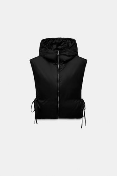 FEATHER DOWN GILET WITH TIES - Black by Zara