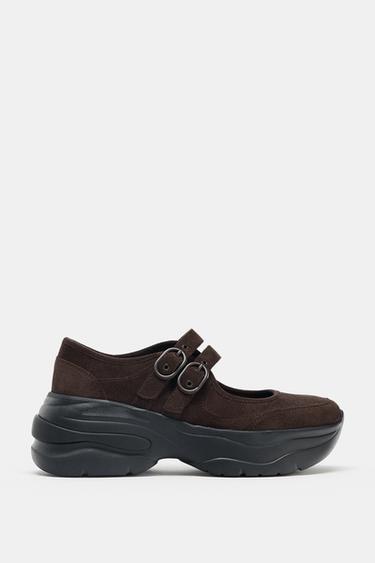 PLATFORM SPORTS BALLET FLATS - Brown by Zara