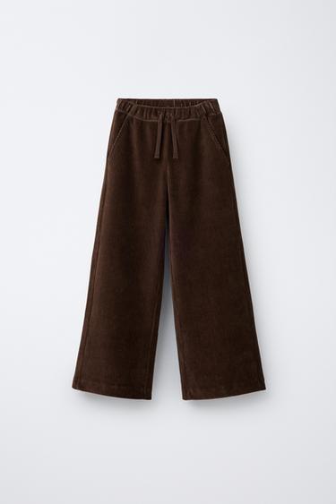 WIDE-LEG CORDUROY TROUSERS - Brown by Zara