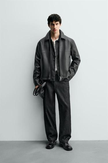 LEATHER EFFECT JACKET - Black by Zara