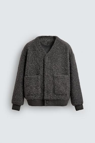 TEXTURED CARDIGAN WITH POCKETS - Grey by Zara