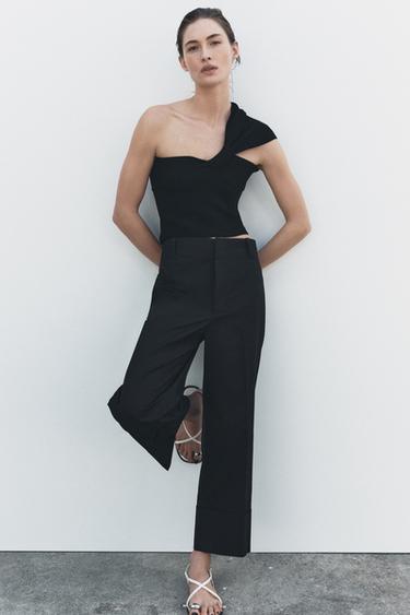 ASYMMETRIC KNIT TOP - Black by Zara