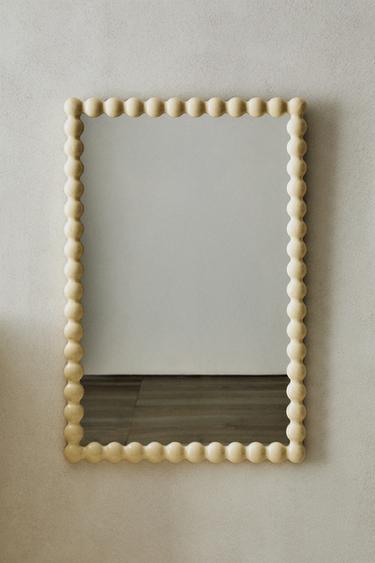 RECTANGULAR WALL MIRROR WITH WOODEN FRAME - White by Zara