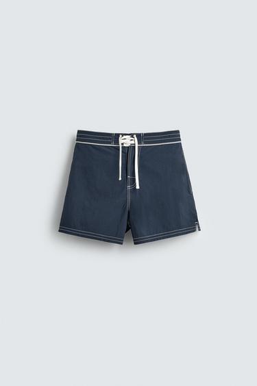 MID-LENGTH SWIM SHORTS WITH DRAWSTRING - Blue by Zara