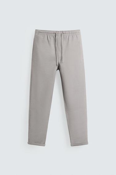 EASY CARE JOGGER WAIST TROUSERS - Grey / Beige by Zara