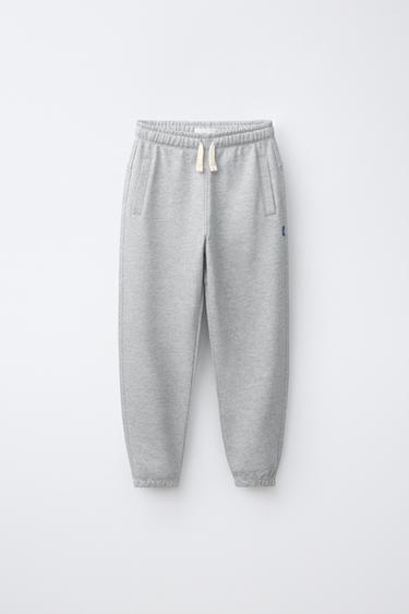 PLAIN SWEATSHIRT JOGGERS WITH LABEL - Grey marl by Zara