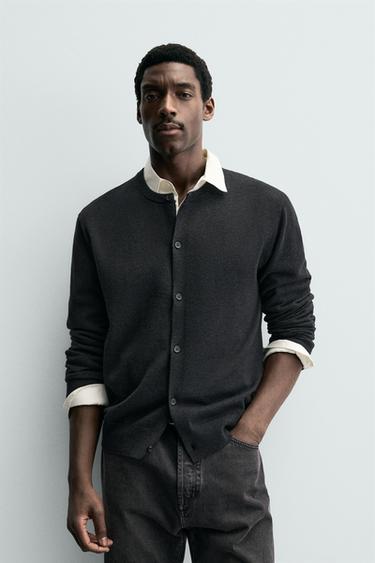 WOOL BLEND CARDIGAN - Anthracite Grey by Zara