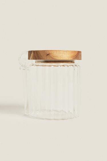 BOROSILICATE GLASS AND WOOD SUGAR BOWL -  by Zara - Image 0