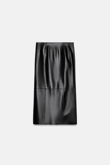 ZW COLLECTION LIMITED EDITION 100% LEATHER SKIRT - Black by Zara