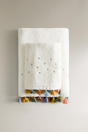 CHILDREN'S TASSEL BATH TOWEL - Oyster-white by Zara