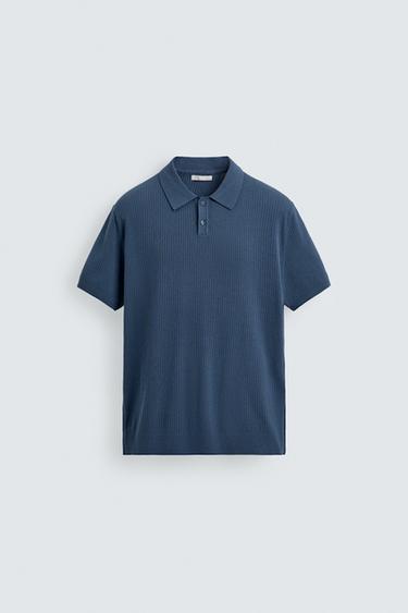 RIB KNIT POLO SHIRT - Faded blue by Zara
