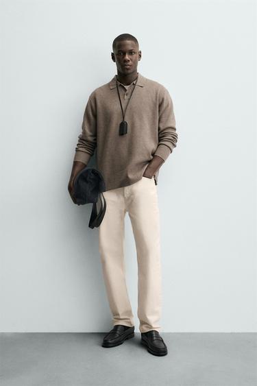 SOFT KNIT POLO SHIRT - Brown / Taupe by Zara