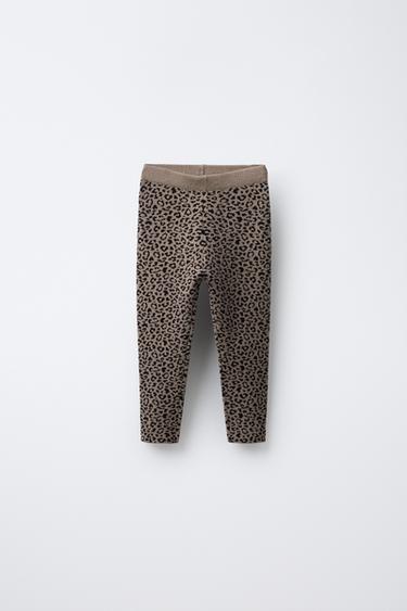 ANIMAL PRINT KNIT LEGGINGS - camel by Zara