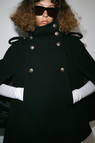MANTECO WOOL BLEND CAPE ZW COLLECTION - Black by Zara